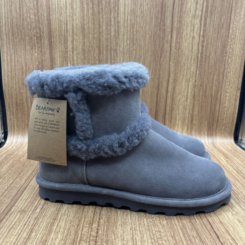 Bearpaw Kate Suede Boot With Rain And Stain‎ Repellent Gray Women’s Size 10 NEW